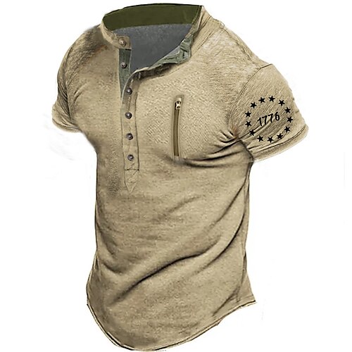 

Per uomo Camicia Henley maglietta Pop art Stella Numero Colletto alla coreana Abbigliamento Stampa 3D Esterno Giornaliero Manica corta Zip frontale Stampa Di tendenza Originale Informale