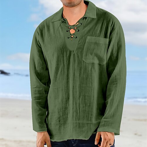 

Per uomo camicia di lino Camicia Camicia estiva Maglietta informale Camicia da spiaggia Bianco Verde Manica lunga Liscio Collo ripiegabile Primavera estate Informale Giornaliero Abbigliamento A
