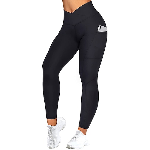 Womens High Waist Yoga Leggings with Pockets Tummy Control Butt Lift  Athletic Workout Running Yoga Pants for Women 