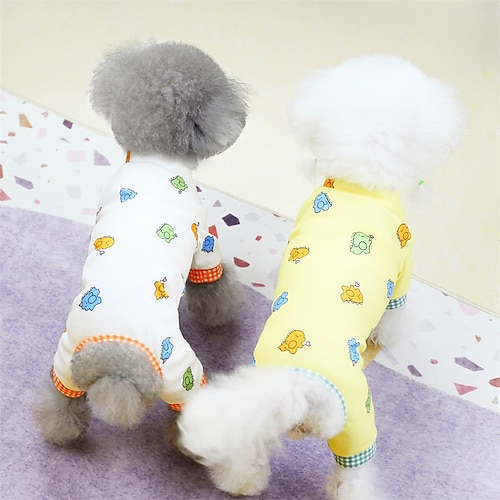 

Dog Cat Jumpsuit Dinosaur Adorable Sweet Outdoor Dailywear Dog Clothes Puppy Clothes Dog Outfits Soft White Yellow Costume for Girl and Boy Dog Polyester Cotton XS S M L XL