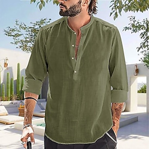 

Per uomo camicia di lino Camicia estiva Camicia da spiaggia Bianco Rosa Blu Manica lunga Albero di cocco Colletto Primavera estate Hawaiano Per eventi Abbigliamento Stampa