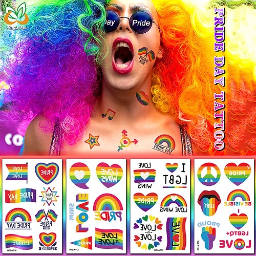 

2 stk pride day tattoo sticker love rainbow pride day equality prideday party midlertidig tatovering klistermærke