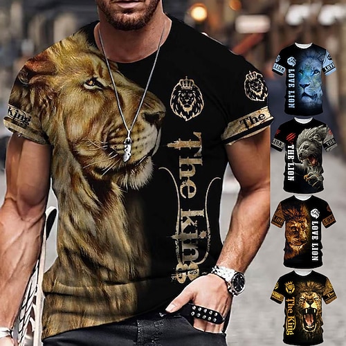 

Men's Unisex T shirt Tee Tiger Graphic Prints Crew Neck Black-White Silvergolden Gold Black Black Yellow 3D Print Outdoor Street Short Sleeve Print Clothing Apparel Sports Casual Big and Tall