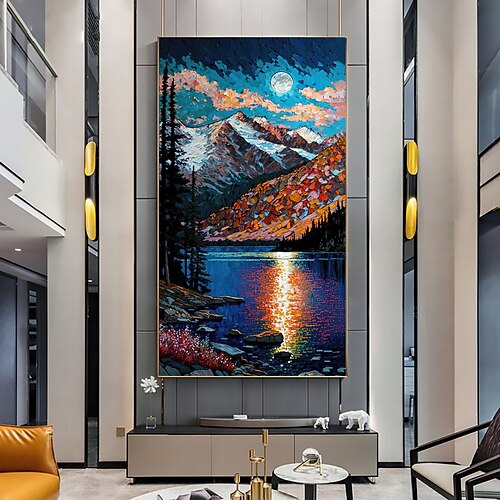 

peinture à l'huile faite à la main toile art mural décor original peinture de montagne colorée peinture abstraite de paysage pour la décoration intérieure avec cadre étiré / sans peinture de cadre