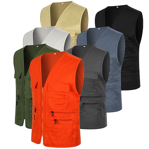 

Men's Hiking Fishing Vest Work Vest Outdoor Casual Lightweight with Multi Pockets Autumn / Fall Spring Travel Cargo Safari Photo Wear Resistance Breathable Waistcoat Jacket Coat Top