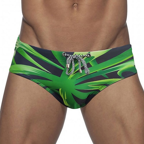 

Men's Swimwear Swim Shorts Shorts Swim Briefs Print Graphic Prints Comfort Breathable Outdoor Daily Going out Sports Hawaiian Green