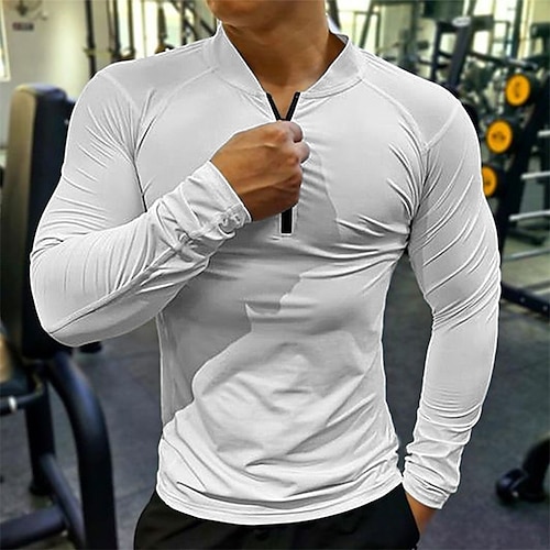 

Herren T Shirt Funktionsshirt Halbes Hemd mit Reißverschluss langarmshirt Grafik-Drucke Poker Stehkragen Heißprägen Strasse Sport Langarm Zip Bedruckt Bekleidung Designer Basic Brautkleider schlicht