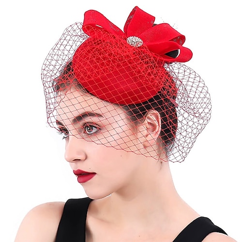 

fascinators Poliestere Kentucky Derby Corsa di cavalli Retrò Elegante Con Con diamantini Tulle Copricapo Copricapo