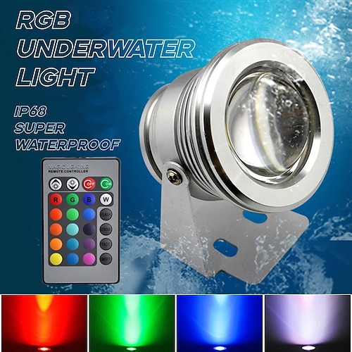

damlys undervannsfontenelys led nedsenkbar spotlight rgb 16farger vanntett med fjernkontroll 10w dc12v utendørs hage landskapslys 1stk 2stk