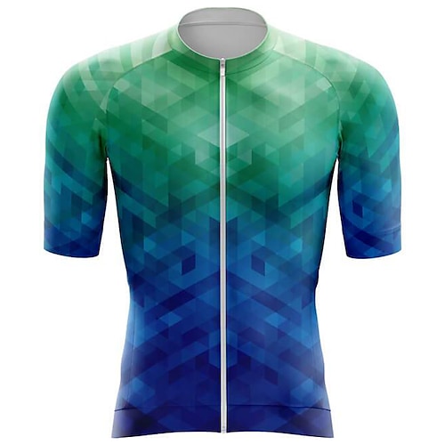 

21Grams Herre Cykeltrøje Kortærmet Cykel Toppe med 3 baglommer Bjerg Cykling Vej Cykling Åndbart Svedtransporende Hurtigtørrende Refleksbånd Grøn Geometrisk Polyester Sport Tøj