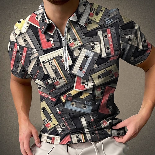 

Per uomo Polo con zip Polo a nido d'ape POLO Camicia da golf Golf Stampe astratte Vintage ▾ Musica Birra Collo ripiegabile Aalbicocca Blu marino Grigio scuro Grigio Esterno Strada Maniche corte