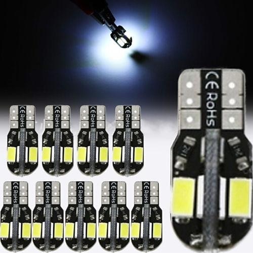 

OTOLAMPARA 10PCS T10 Led Car Interior Bulb Canbus Error Free T10 White 5730 8SMD LED 12V Car Side Wedge Light White Lamp Bulb Car Styling