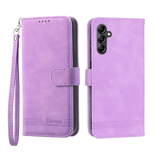 

telefone Capinha Para Samsung Galaxy Capa para Cartão Wallet A73 A53 A33 S23 S22 Ultra Plus S21 FE S20 com pulseira Slots de suporte de cartão Virar Magnético Cor Sólida TPU Couro PU