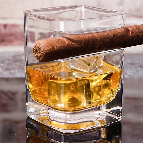 

European Crystal Glass Cigar Glass Foreign Wine Square Light Luxury Household Whiskey Creative Glass Glass Water Glass