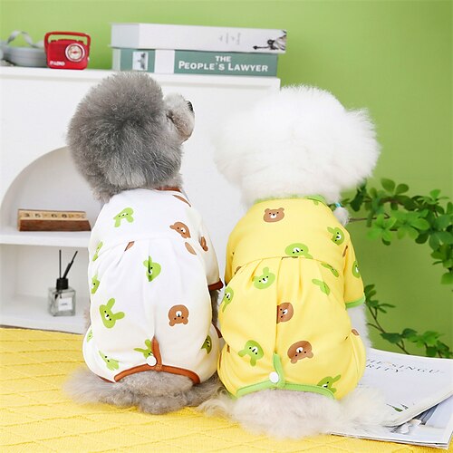 

Dog Cat Jumpsuit Bear Adorable Sweet Outdoor Dailywear Dog Clothes Puppy Clothes Dog Outfits Soft White Yellow Costume for Girl and Boy Dog Polyester Cotton XS S M L XL