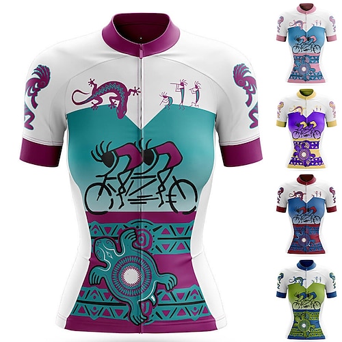 

21Grams Femme Maillot Velo Cyclisme Manche Courte Cyclisme Top avec 3 poches arrière VTT Vélo tout terrain Vélo Route Respirable Evacuation de l'humidité Séchage rapide Bandes Réfléchissantes Violet