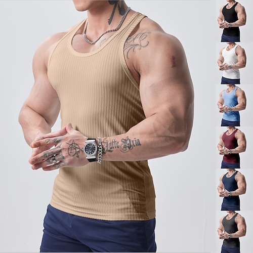 

Per uomo Canotta da corsa Canotta da palestra A coste Senza maniche Gilet / Gilet Sportivo Athleisure Traspirante Traspirazione umidità Morbido Fitness Allenamento in palestra Corsa abbigliamento