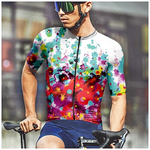 

21 grammi maglia da ciclismo da uomo manica corta bici top con 3 tasche posteriori mountain bike mtb bici da strada ciclismo traspirante strisce riflettenti assorbimento dell'umidità tasca posteriore