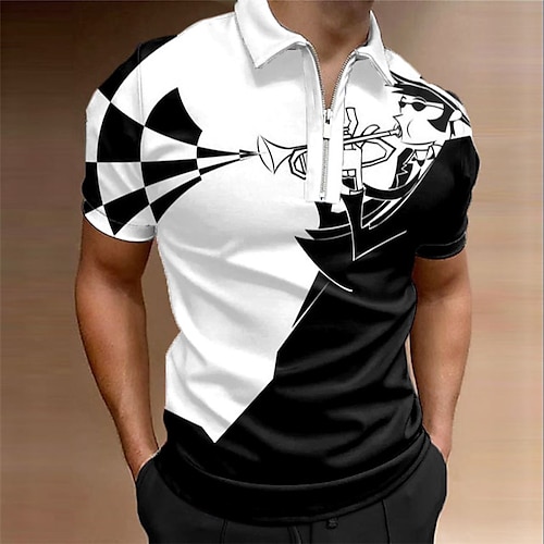 

Per uomo Polo con bottoni Polo con risvolto POLO Camicia da golf Golf A quadri Stampe astratte Ritratto Strumento musicale Collo ripiegabile Nero / Bianco Nero Bianco Vino Blu marino Esterno Strada