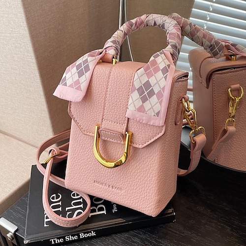 

Dame Crossbody-veske Skulderveske PU lær Kontor Daglig Pustende Holdbar Helfarge Svart Hvit Rosa