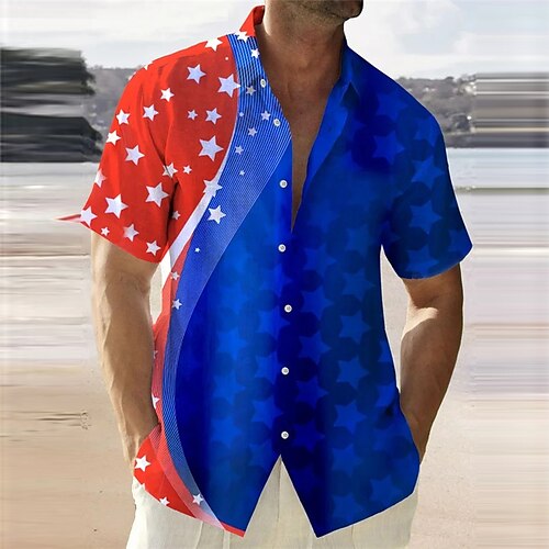 

Homme Chemise Chemise hawaïenne Crânes Imprimés Photos Drapeau américain Col rabattu Noir Rouge Bleu Extérieur Plein Air Manches courtes Imprimer Vêtement Tenue Mode Vêtement de rue Design