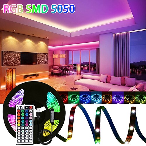 

RGB LED Strip Light with 44 Keys Remote Control 5050 SMD RGB LED Strip Light Indoor Creative Party USB Powered