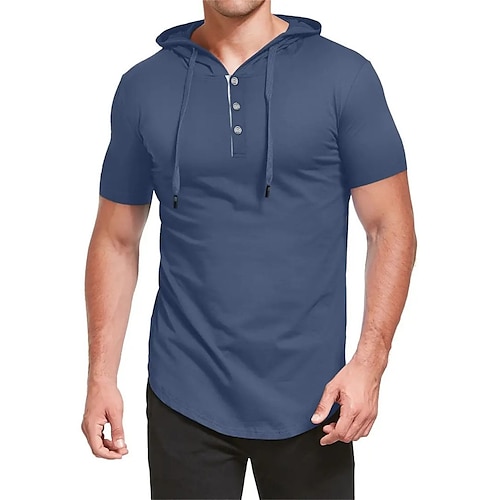 

Per uomo maglietta T-shirt Liscio Con cappuccio Strada Da mare Maniche corte Pulsante Abbigliamento Di tendenza Originale Essenziale