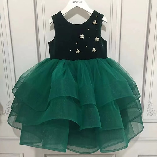 

Bambino Da ragazza Vestito da festa Tinta unica Vestito tubino Fino a metà polpaccio Vestito Prestazioni Retato Girocollo Senza maniche Da principessa Vestito 2-12 anni Estate Verde