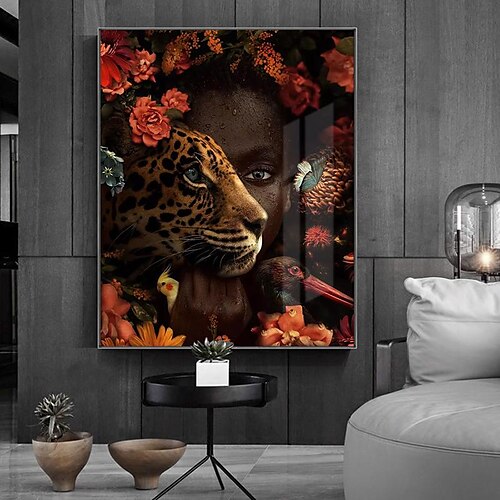 

Arte de la pared de personas africanas impresiones en lienzo pintura obra de arte imagen mujer negra tigre rosa pájaro decoración del hogar lienzo enrollado sin marco sin marco sin estirar