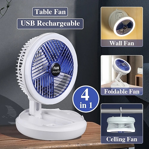 

Ventilatore Da Tavolo Pieghevole Ricarica USB Ventilatore Da Soffitto Sospeso A Parete 4 Velocità Regolabile Per Ventilatore Di Raffreddamento D'aria Della Stanza Di Casa