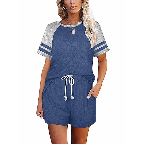 

Per donna loungewear Top e pantalone del pigiama Completi Banda Di tendenza Informale Morbido Strada Giornaliero Appuntamento Jersey di cotone spandex Traspirante Girocollo Manica corta maglietta