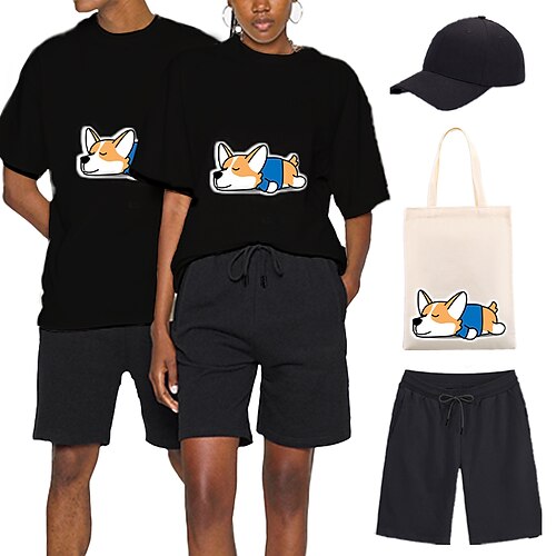 

Animal Cachorro Cachorrinho Pug Japonesa/Curta Calção Boné de Baseball Imprimir Arte Gráfica Bolsa Calções Camiseta Para Homens Mulheres Unisexo Adulto Hot Stamping 100% Poliéster Casual / Diário