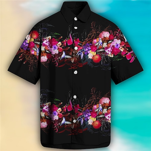 

Homme Chemise Chemise hawaïenne Floral Rayé Imprimés Photos Perroquet Col rabattu Noir Vert Extérieur Plein Air Manches courtes Imprimer Vêtement Tenue Mode Vêtement de rue Design Flexible