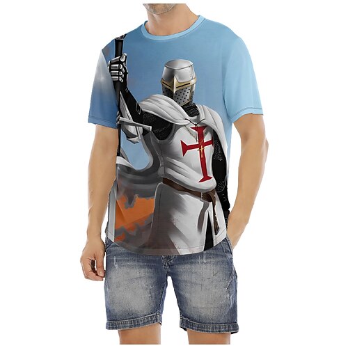 

Den siste templar korsfarer Tempelridder Korsfarer T-skjorte Tegneserie Manga Animé Graphic T-Trøye Til Herre Dame Unisex Voksne 3D-utskrift 100% Polyester Fritid / hverdag