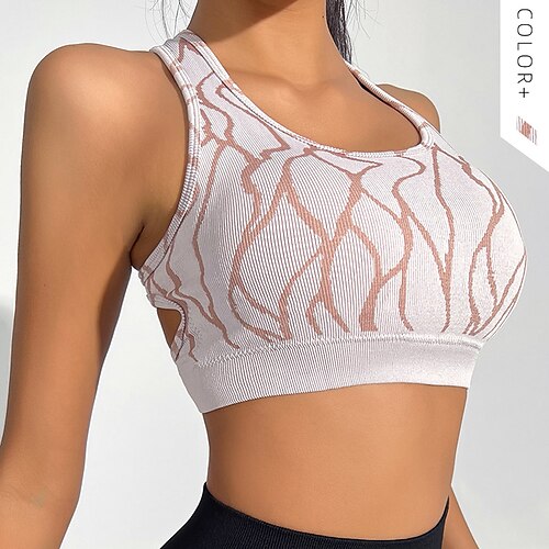 

Per donna Reggiseni sportivi Supporto medio Tagliato Retro incrociato Di tendenza Cachi Elastene Yoga Fitness Allenamento in palestra Buon top Sport Abbigliamento sportivo Traspirante Comodo La