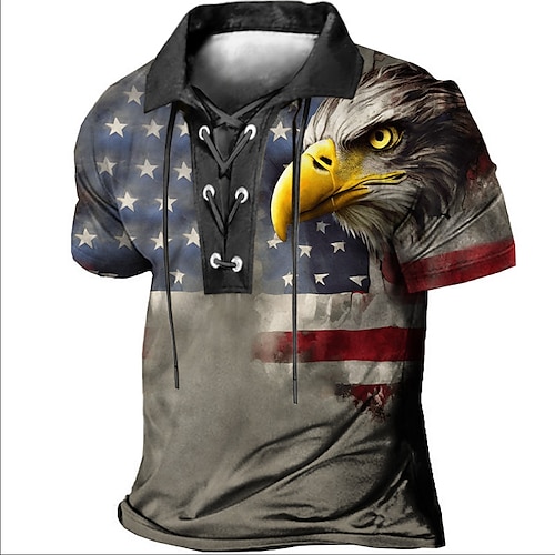 

Per uomo POLO Camicia da golf Golf Stampe astratte Vintage ▾ Aquila Bandiera americana Collo ripiegabile Rosso Blu Viola Verde Grigio Esterno Strada Manica corta A cordoncino Stampa Abbigliamento
