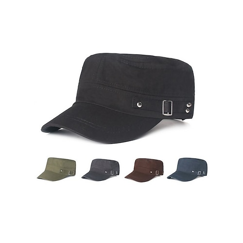 

Men's Military Cap Cadet Hat Black Army Green Polyester Adjustable Outdoor Dailywear Pure Color Windproof Breathable Ultraviolet Resistant Sports