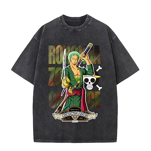 

One Piece Monkey D. Luffy T-shirt Oversized Acid Washed Tee Print Graphic T-shirt For Men's Women's Unisex Adults' Hot Stamping 100% Cotton Casual Daily