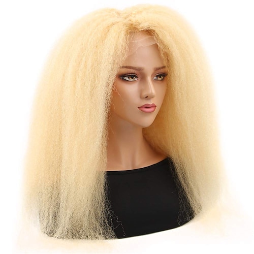 

yaki 613 blonde blonde frontparykker for kvinner forhåndsplukket peruansk 13x4 blond kinky rett blonder frontparykk 150 tetthet yaki menneskehårparykker