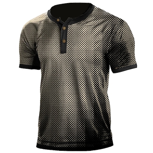 

Herre Henley-skjorte Grafisk Prikker Henley Tøj 3D-udskrivning udendørs Daglig Kortærmet Knap ned Trykt mønster Mode Designer Bekvem