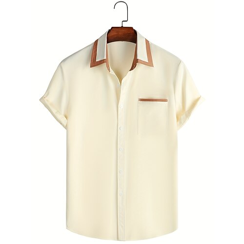 

Per uomo Camicia Camicia con bottoni Camicia estiva Maglietta informale Giallo Chiaro Nero Verde militare Manica corta Liscio Bavero Giornaliero Da mare Tasca frontale Abbigliamento Di tendenza