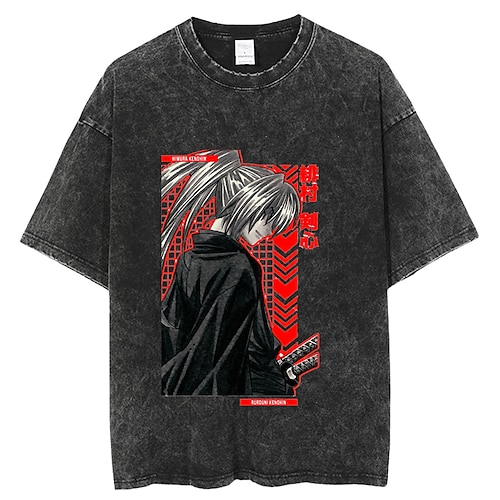 

Rurouni Kenshin Gothic Himura Kenshin Cosplay Makoto Shishio T-shirt Cartoon Sportswear Print Graphic T-shirt For Men's Women's Unisex Adults' Hot Stamping 100% Cotton Casual Daily