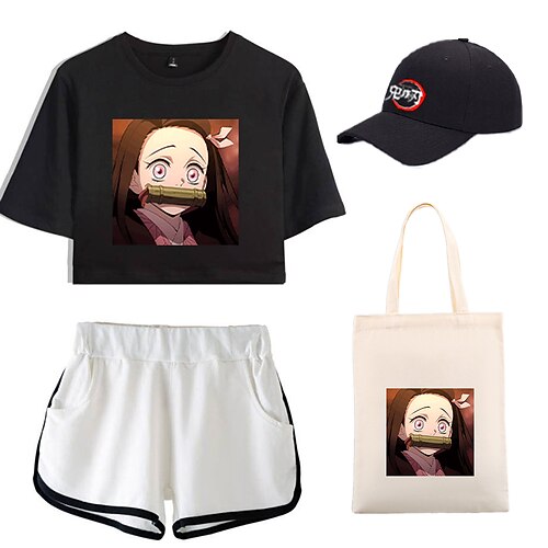 

Demon Slayer: Kimetsu no Yaiba Kamado Nezuko T-skjorte Shorts Baseballcapen Trykt mønster Graphic Veske Shorts Hatt Til Dame Voksne Varmstempling 100% Polyester Fritid / hverdag