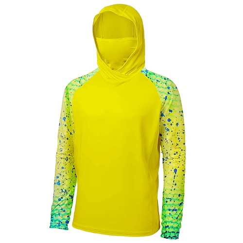 Men's Fishing Shirt Hooded Outdoor Long Sleeve UPF50+ UV Protection  Breathable Quick Dry Lightweight Top Summer Spring Outdoor Fishing White  Yellow 2024 - $23.99