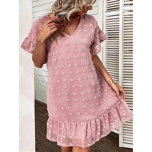 

Per donna Vestito casual Abito estivo Abito a pois A pois Con balze A V Mini abito Di tendenza Moderno Giornaliero Per eventi Manica corta Morbido Nero Rosa Verde Estate Primavera S M L XL XXL