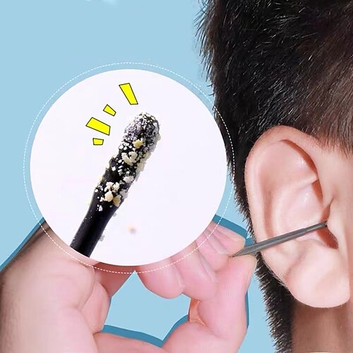 

20 pièces/paquet écouvillons d'oreille collants jetables noirs choisir des embouts en spirale pour enlever la cire trousse à outils nettoyant nasal bâton portable