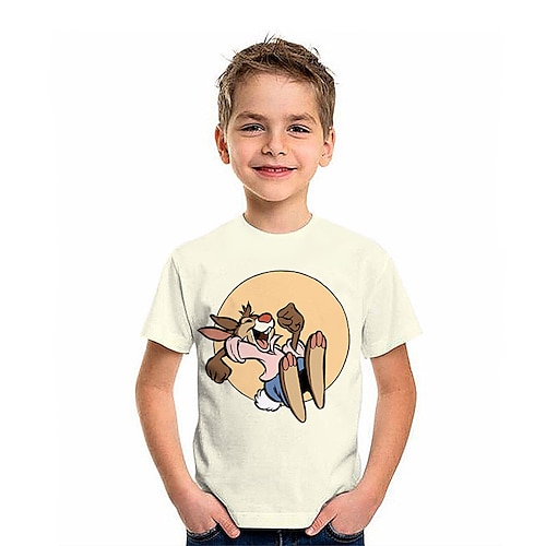 

Bambino Da ragazzo maglietta Tee Pop art Cartoni animati Coniglietto Manica corta Girocollo Top bambini Esterno Stampa 3D Di tendenza Adorabile Giornaliero Estate Beige 2-13 anni