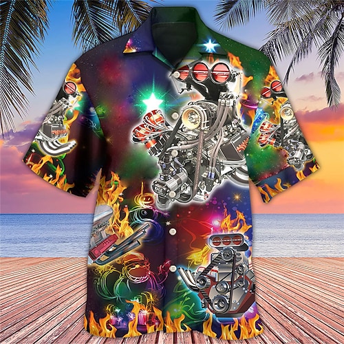 

Hombre Camisa camisa hawaiana Estampados Música Instrumento musical Collar Cubano Verde Trébol Exterior Casual Manga Corta Estampado Ropa Deportes Moda Ropa de calle Design