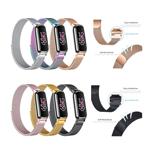 

Correa de Smartwatch Compatible con Fitbit Inspire 3 Acero Inoxidable Reloj inteligente Correa Ajustable Malla Correa Milanesa Reemplazo Pulsera