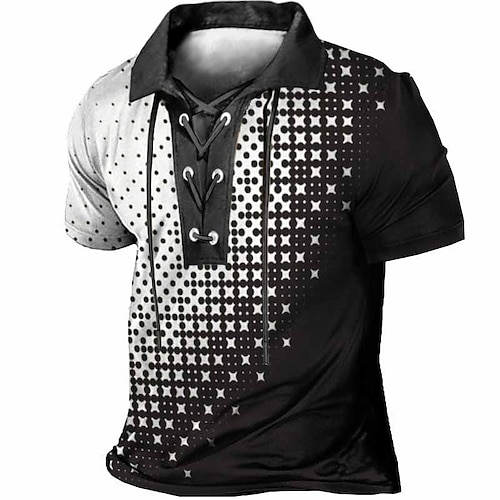

Herre POLO T-skjorte Golf skjorte Grafiske trykk Geometri Aftæpning Hvit Gul Blå Grønn utendørs Gate Kortermet Snorer Trykt mønster Klær Sport Mote Gatemote Designer
